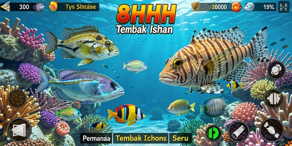 Tampilan screenshot permainan 8HHH menampilkan serunya gameplay Tembak Ikan.