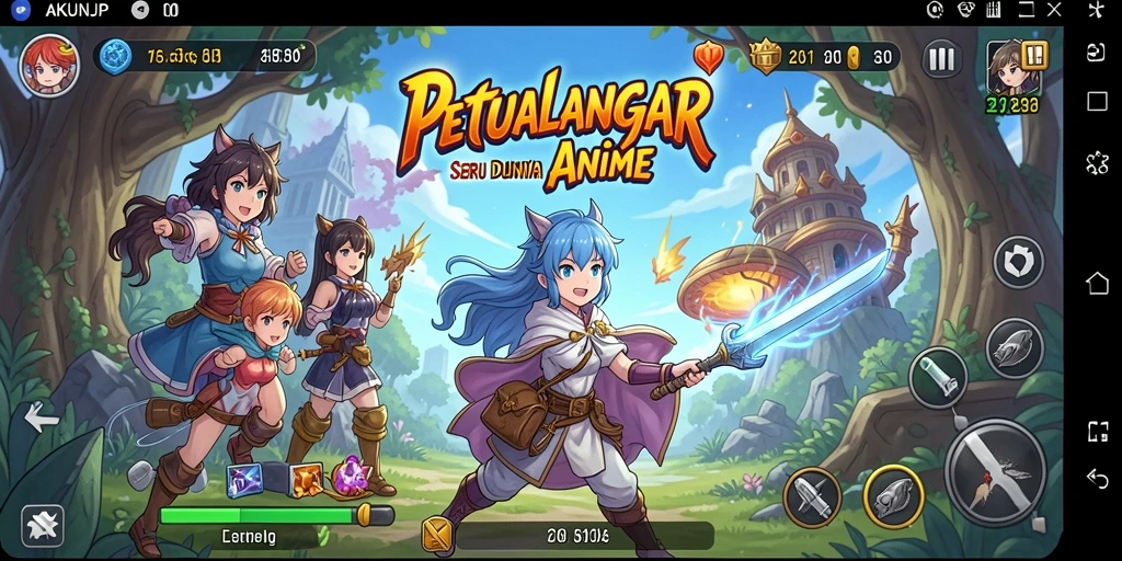 Tampilkan gameplay seru dengan karakter anime yang beragam.