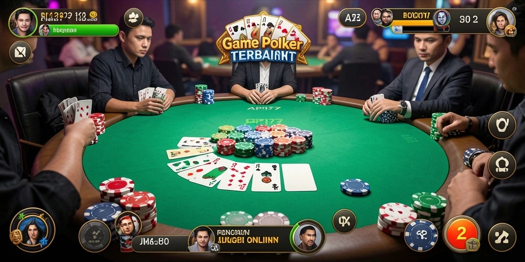 Screenshot gameplay API77 menunjukkan serunya bermain Poker dengan pemain lain.