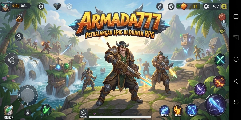 Tangkapan layar menampilkan aksi seru dalam pertempuran RPG ARMADA777.