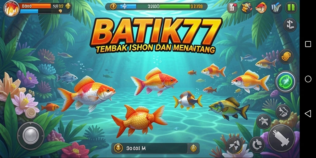 Tampilan screenshot utama BATIK77 dengan gameplay menembak ikan yang seru.