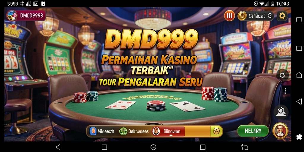 Tampilan gameplay DMD999 menunjukkan aksi seru di meja permainan Kasino.