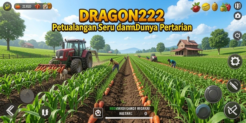 Tampilan gameplay DRAGON222 yang menampilkan suasana pertanian yang cerah dan aktif.