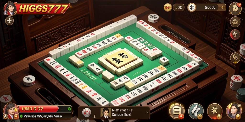Screenshot gameplay HIGGS777 yang menunjukkan suasana seru permainan Mahjong.