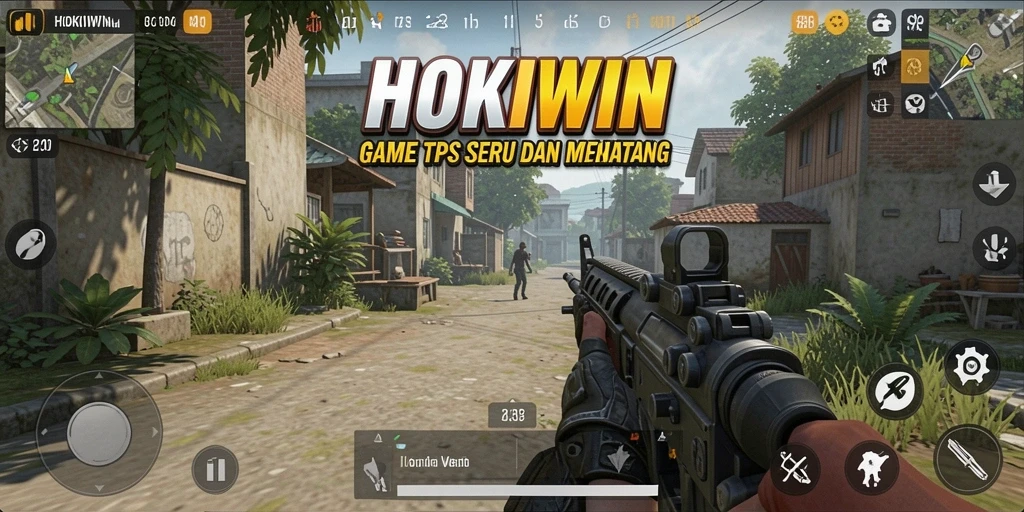 Screenshot HOKIWIN menampilkan aksi ketegangan dalam permainan TPS.