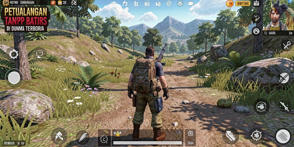 Gameplay seru HOT985 di dunia terbuka yang luas.