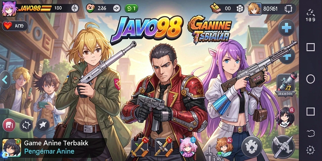 Tampilan gamplay <strong>JAVO88</strong> yang menampilkan karakter anime yang dinamis.