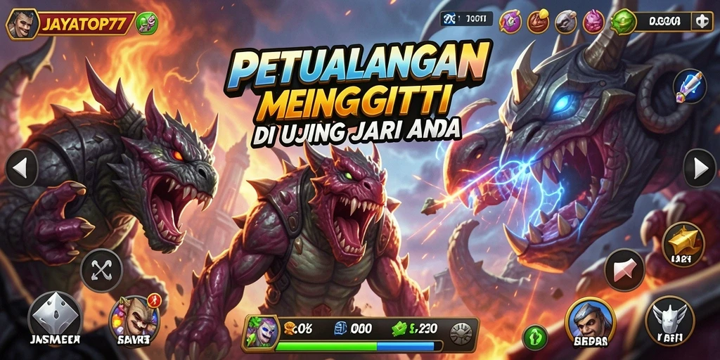 Screenshot menunjukkan aksi seru dalam JAYATOP77 dengan karakter bertarung.