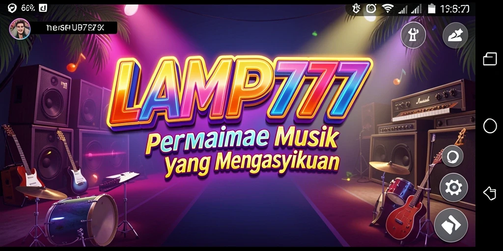 Tampilan gameplay LAMPU777 dengan antarmuka musik interaktif.