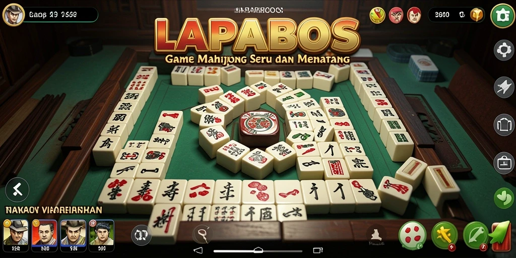 Tampilan gameplay LAPARBOS dengan desain ubin Mahjong yang menakjubkan.