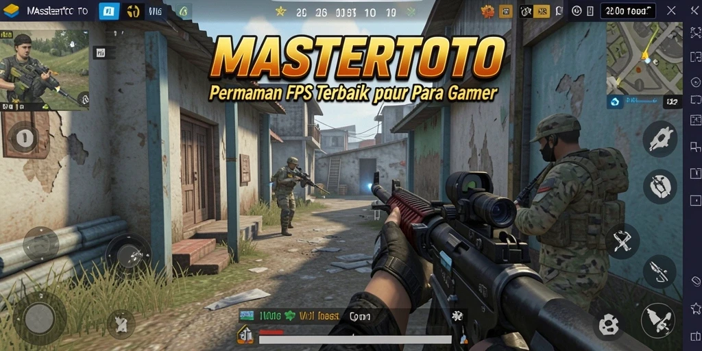 Tampilan gameplay MASTERTOTO dengan aksi tembak-menembak seru.