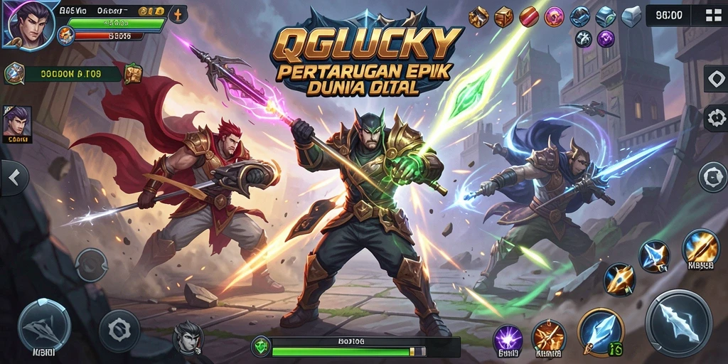 Tampilan gameplay <strong>QGLUCKY</strong> dengan aksi pertarungan yang mendebarkan.