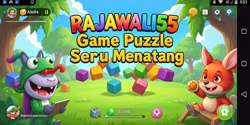 Tampilan gameplay RAJAWALI55 yang penuh warna dan interaksi Puzzle.