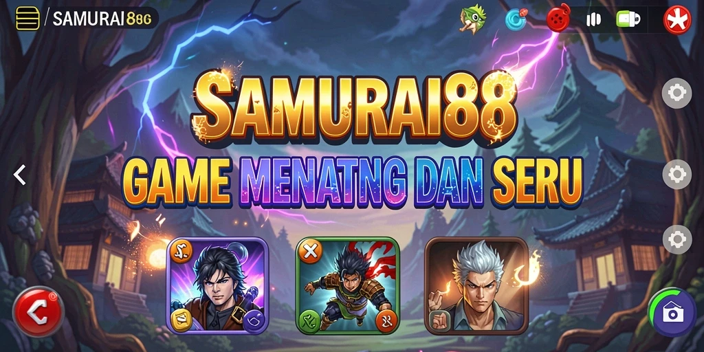 Screenshot gameplay SAMURAI88 menampilkan tampilan puzzle yang menarik dan penuh warna.