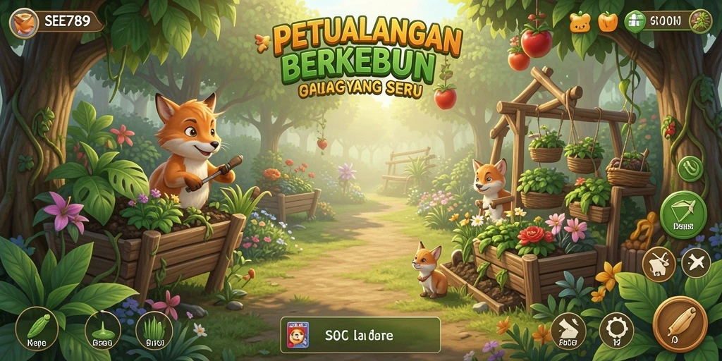 Tampilan gameplay menarik dalam SEE789 saat menanam dan merawat kebun.