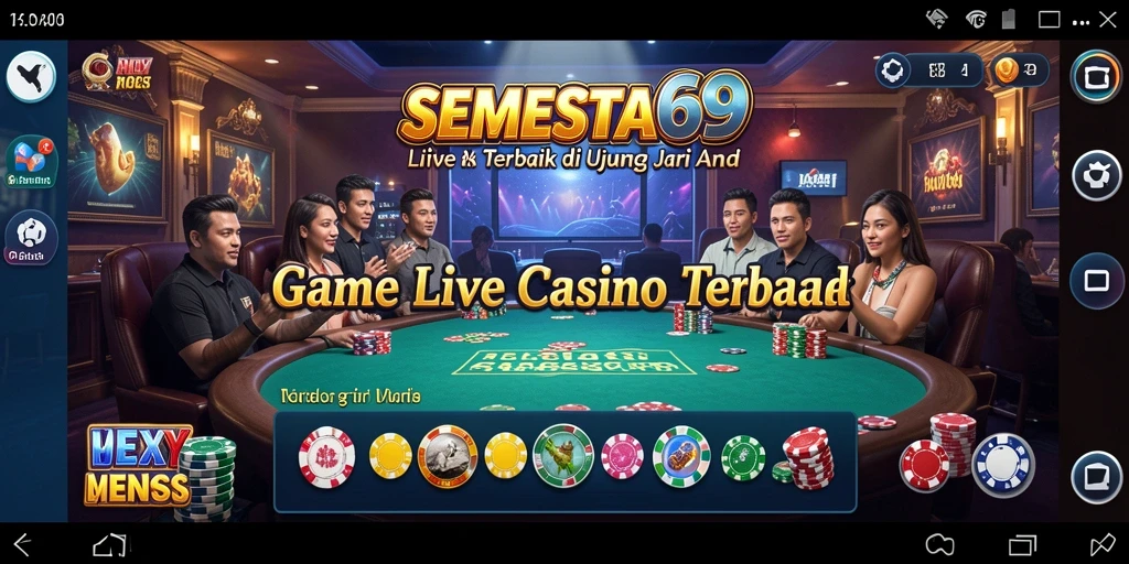 Tampilan gameplay SEMESTA69 menampilkan dealer langsung dan interaksi sosial permainan.