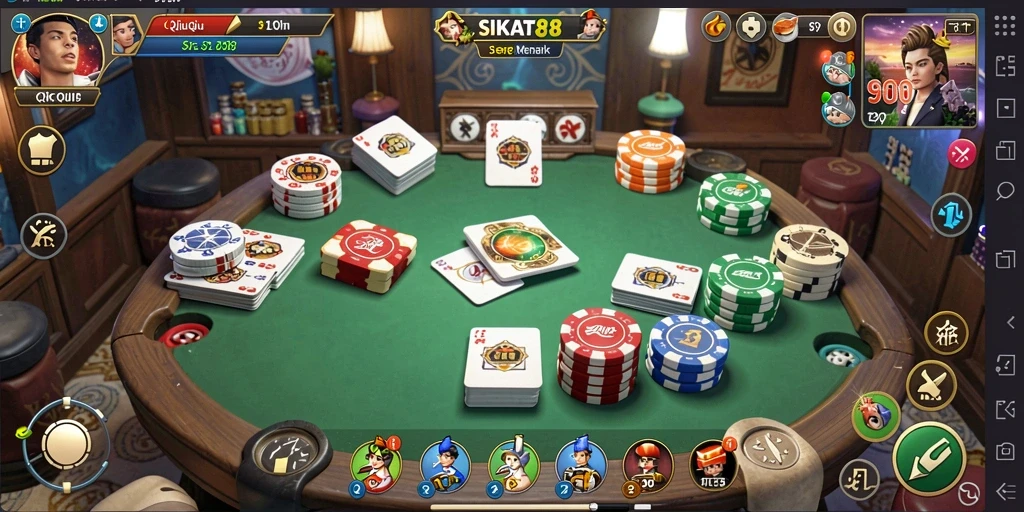 Screenshot utama SIKAT88 menampilkan keseruan gameplay QiuQiu yang penuh tantangan.