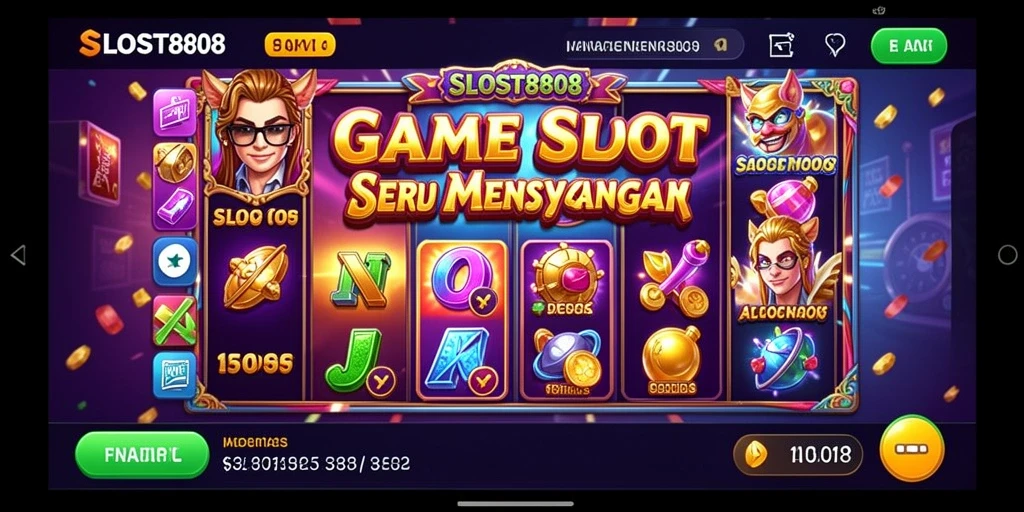 Tampilan gameplay SLOST8808 yang penuh warna dan menarik.