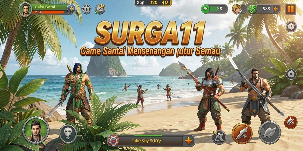 Tampilan gameplay SURGA11 yang ceria dan penuh warna.